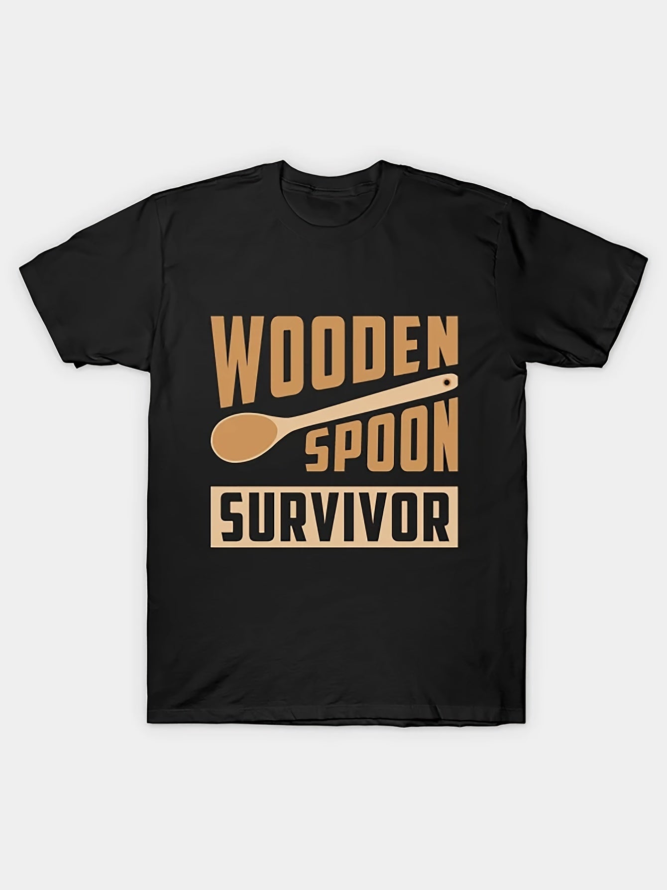 Wooden Spoon Survivor T-shirt, Men's Round Neck Short Sleeve T-shirt Fashion Regular Edition T-shirt