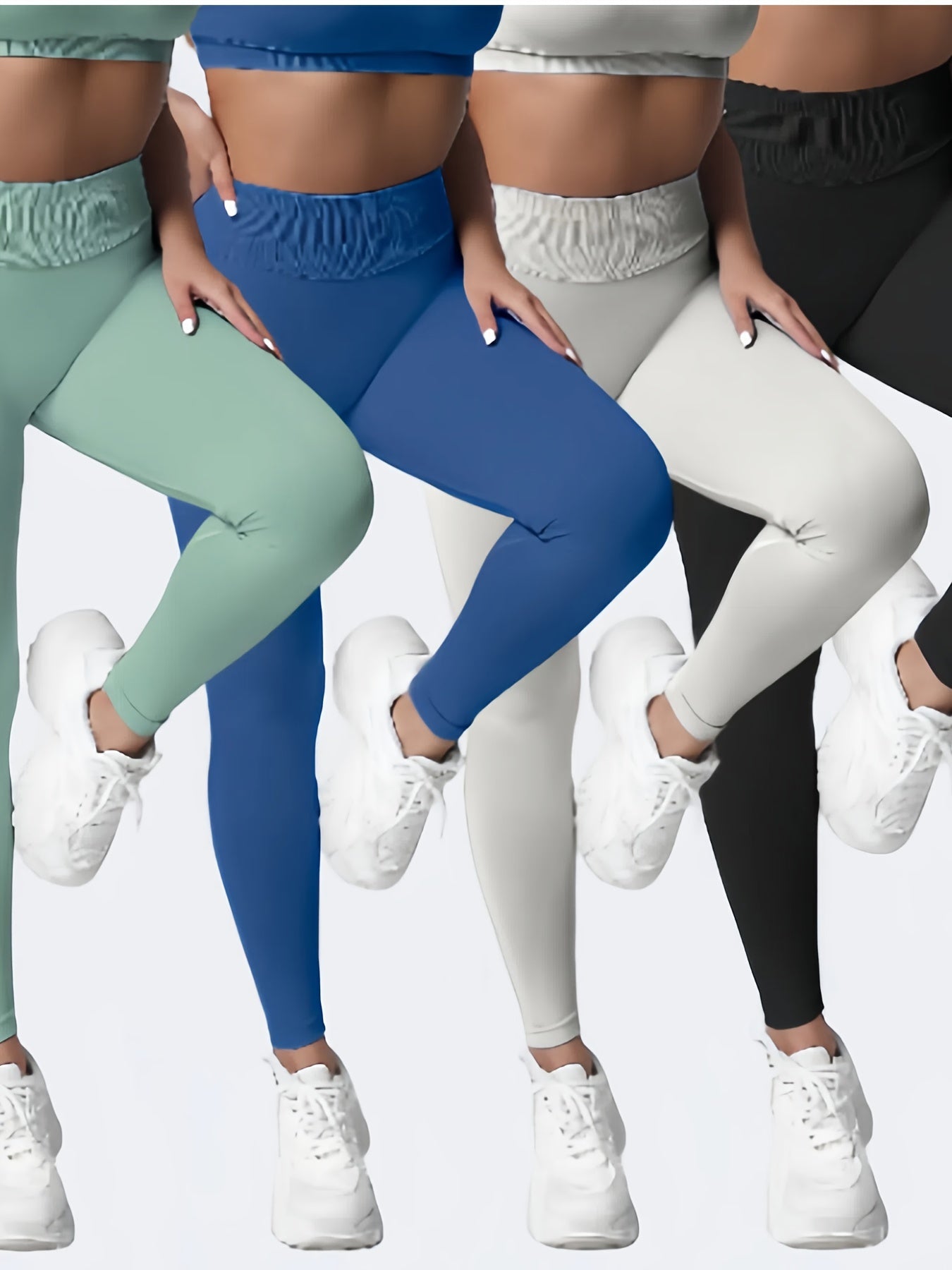 4-Pack Yoga Pants - High Stretch Naked Feel, Tummy Control