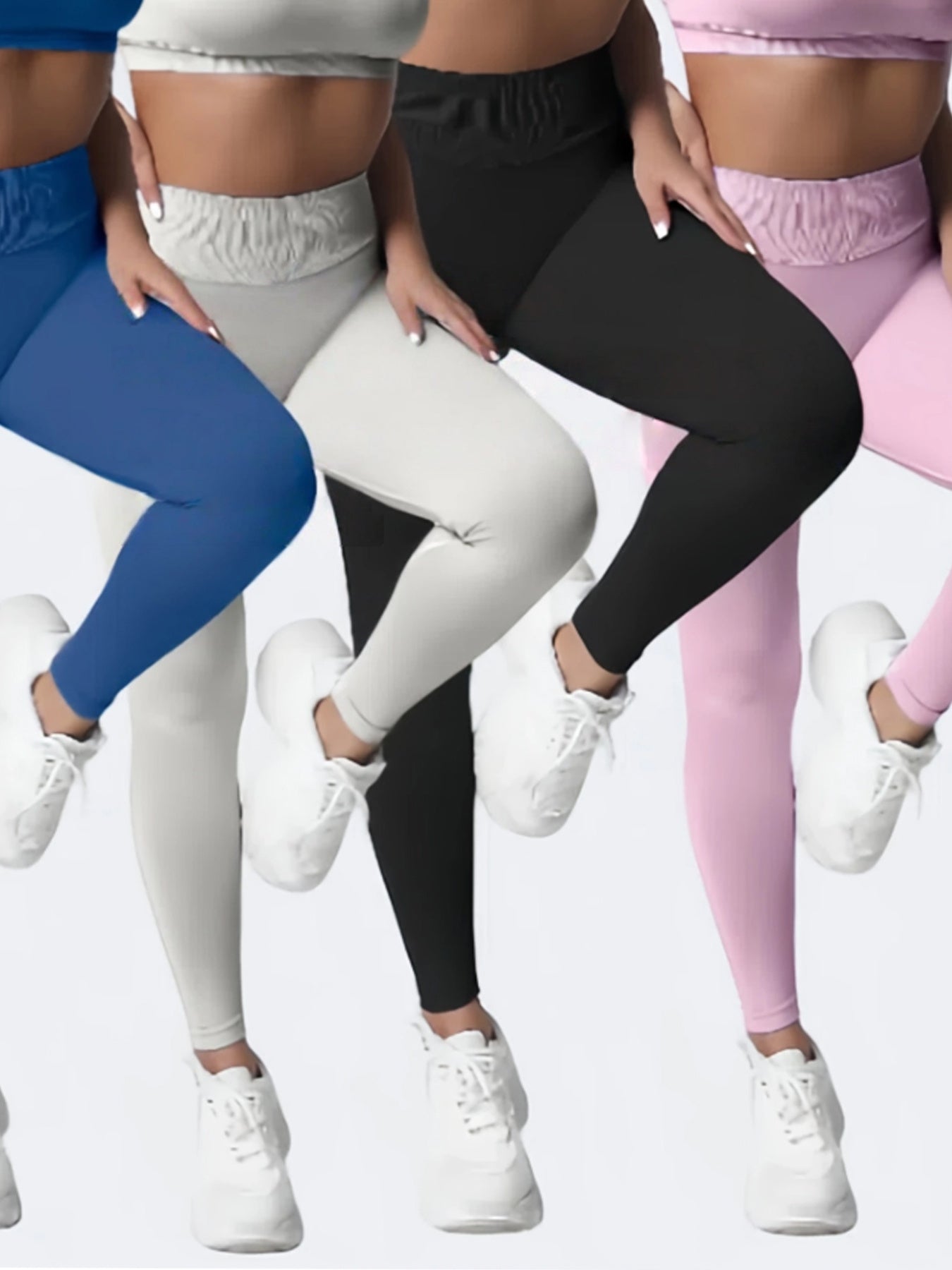 4-Pack Yoga Pants - High Stretch Naked Feel, Tummy Control