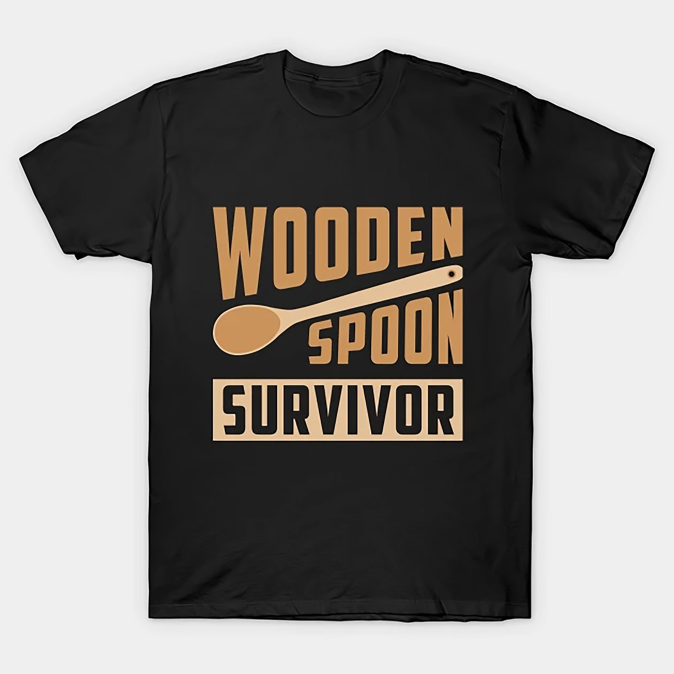 Wooden Spoon Survivor T-shirt, Men's Round Neck Short Sleeve T-shirt Fashion Regular Edition T-shirt