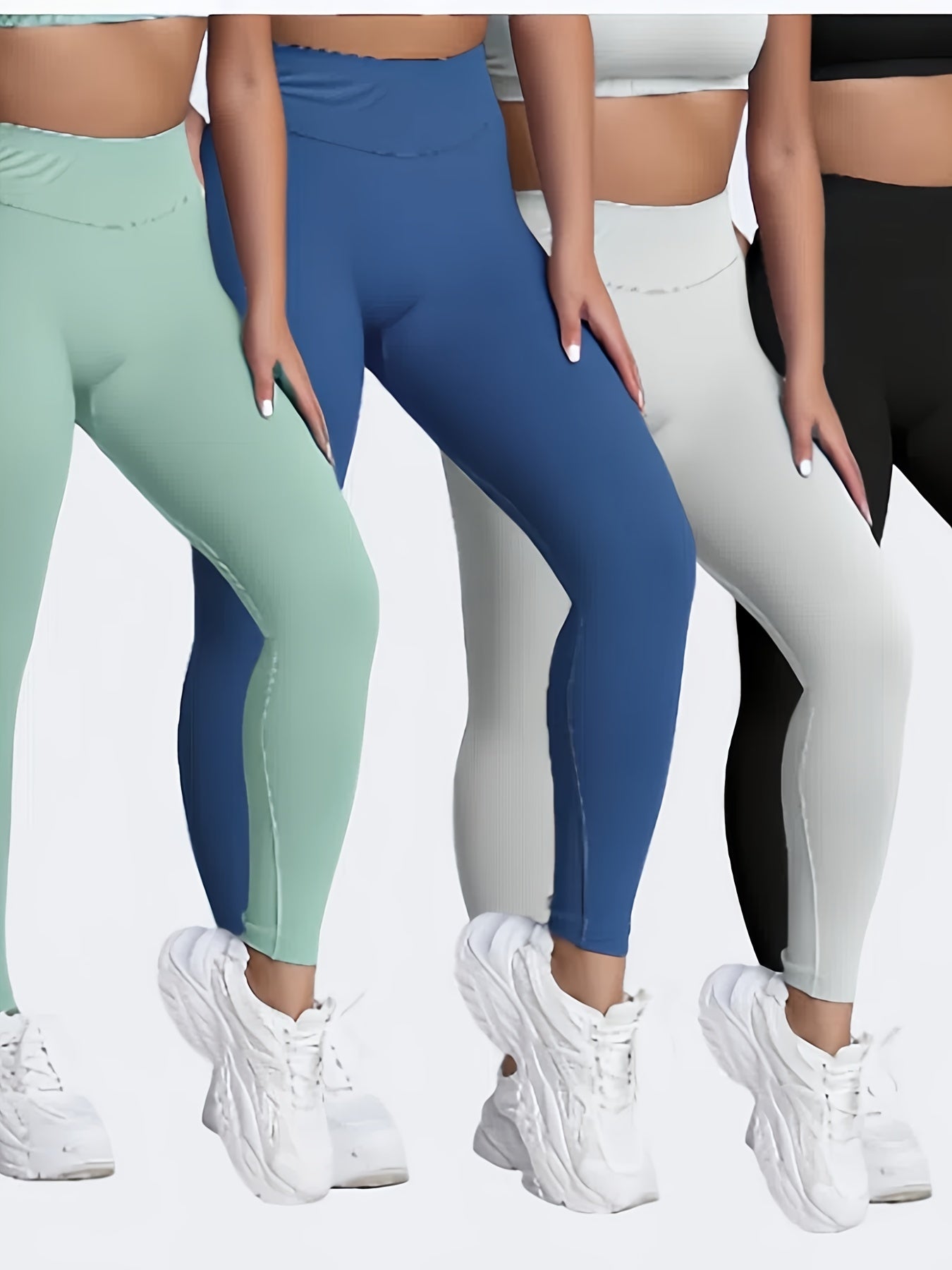 4-Pack Yoga Pants - High Stretch Naked Feel, Tummy Control