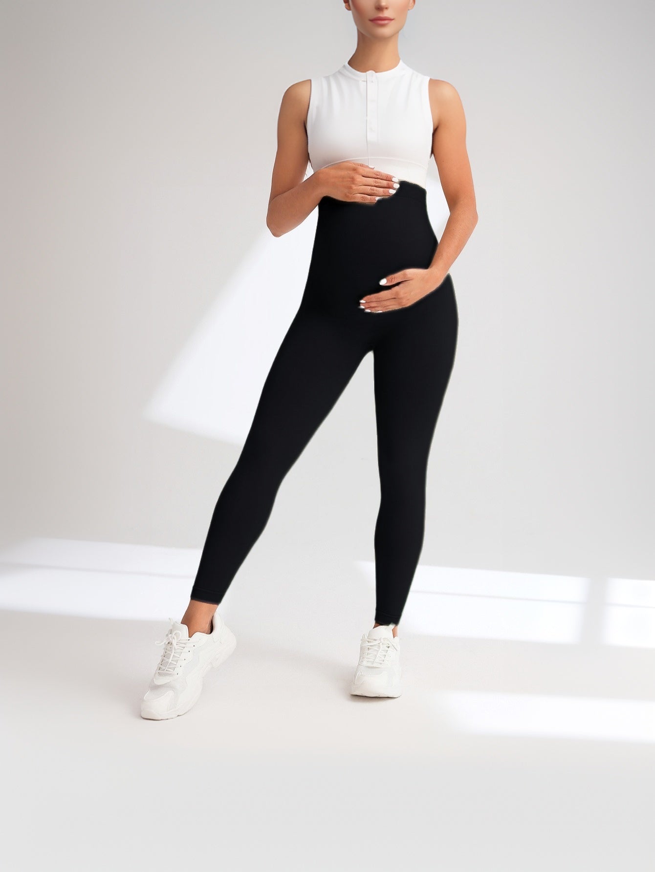 3 Pack Maternity High-Waisted Seamless Yoga Pants For Women - Tummy Support Fitness Leggings