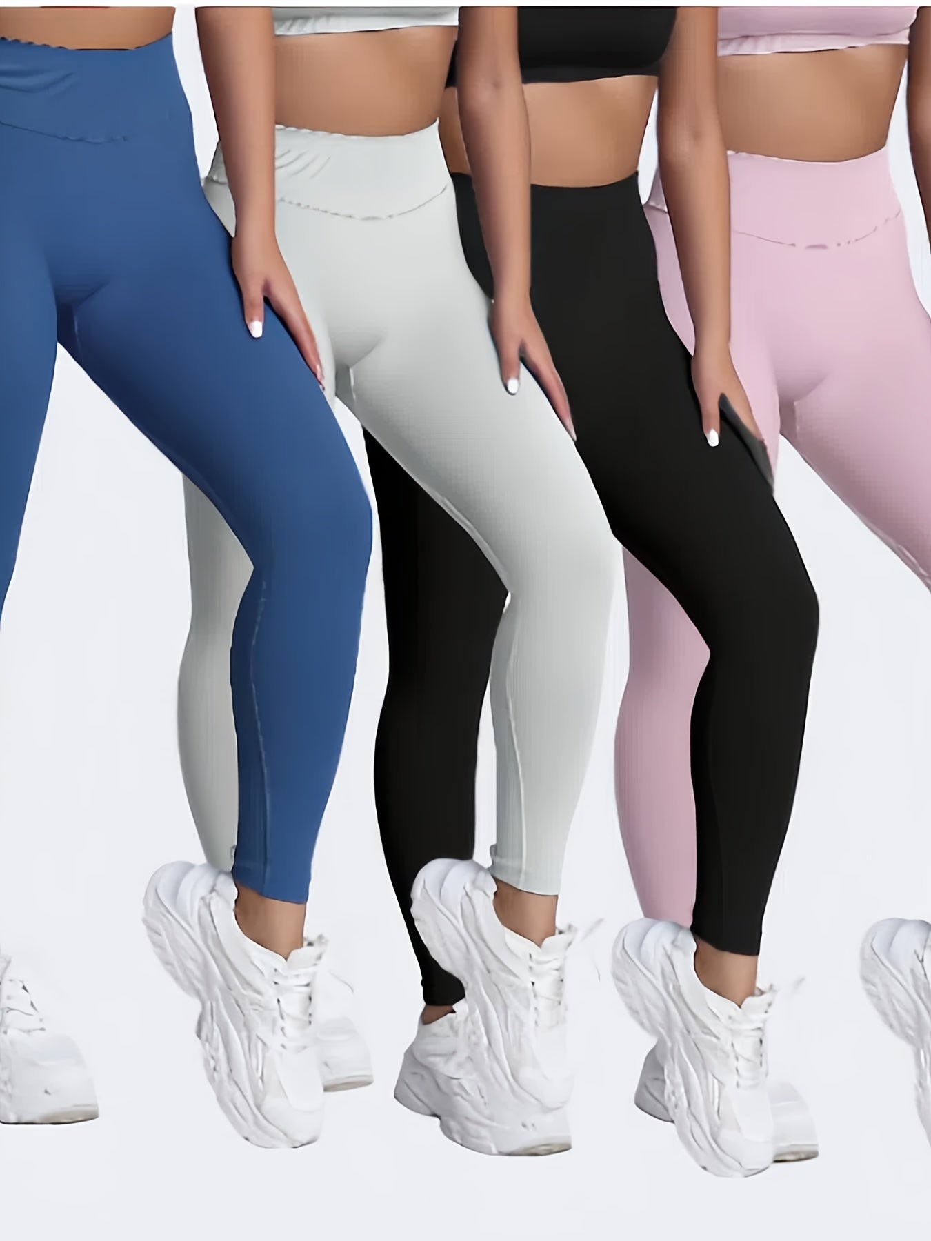4-Pack Yoga Pants - High Stretch Naked Feel, Tummy Control
