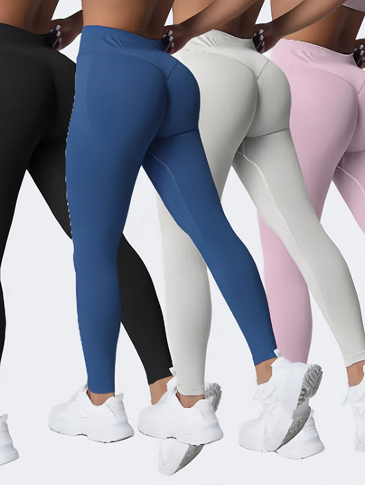 4-Pack Yoga Pants - High Stretch Naked Feel, Tummy Control